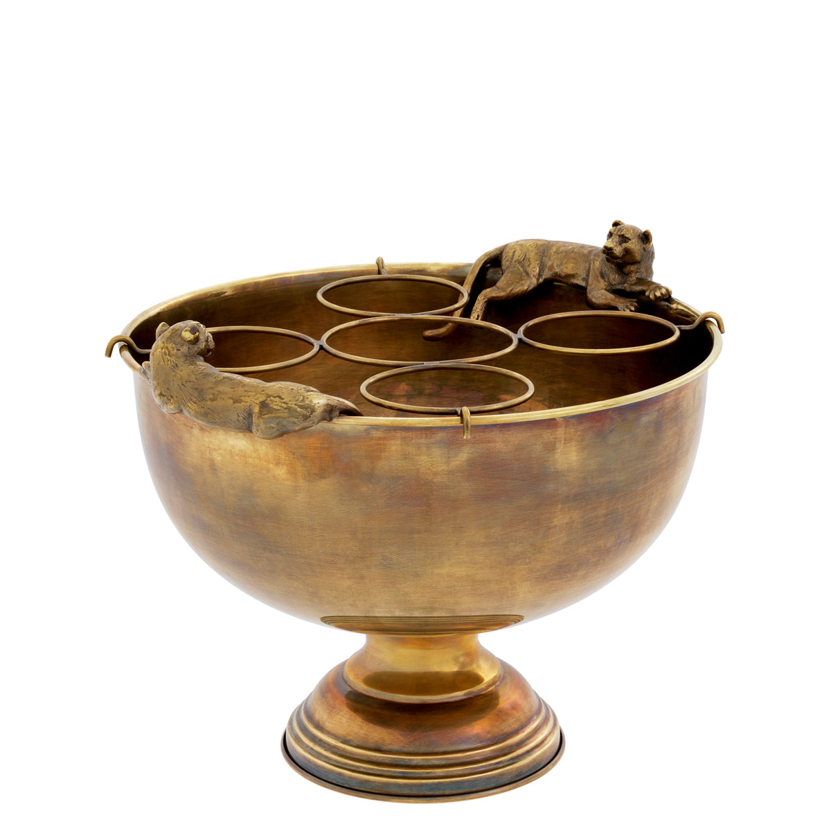 Portofino Brass Champagne Cooler on pedestal base