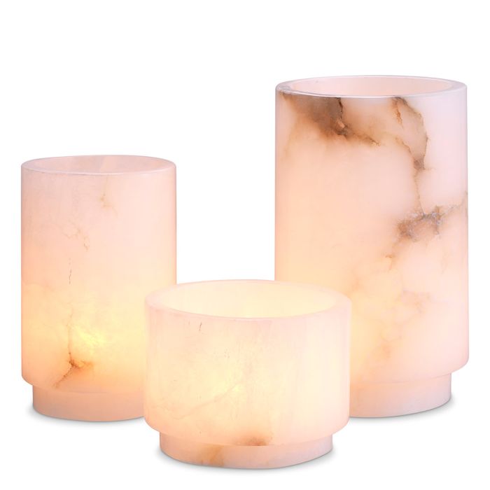 Carrara alabaster tealight trio, set of three