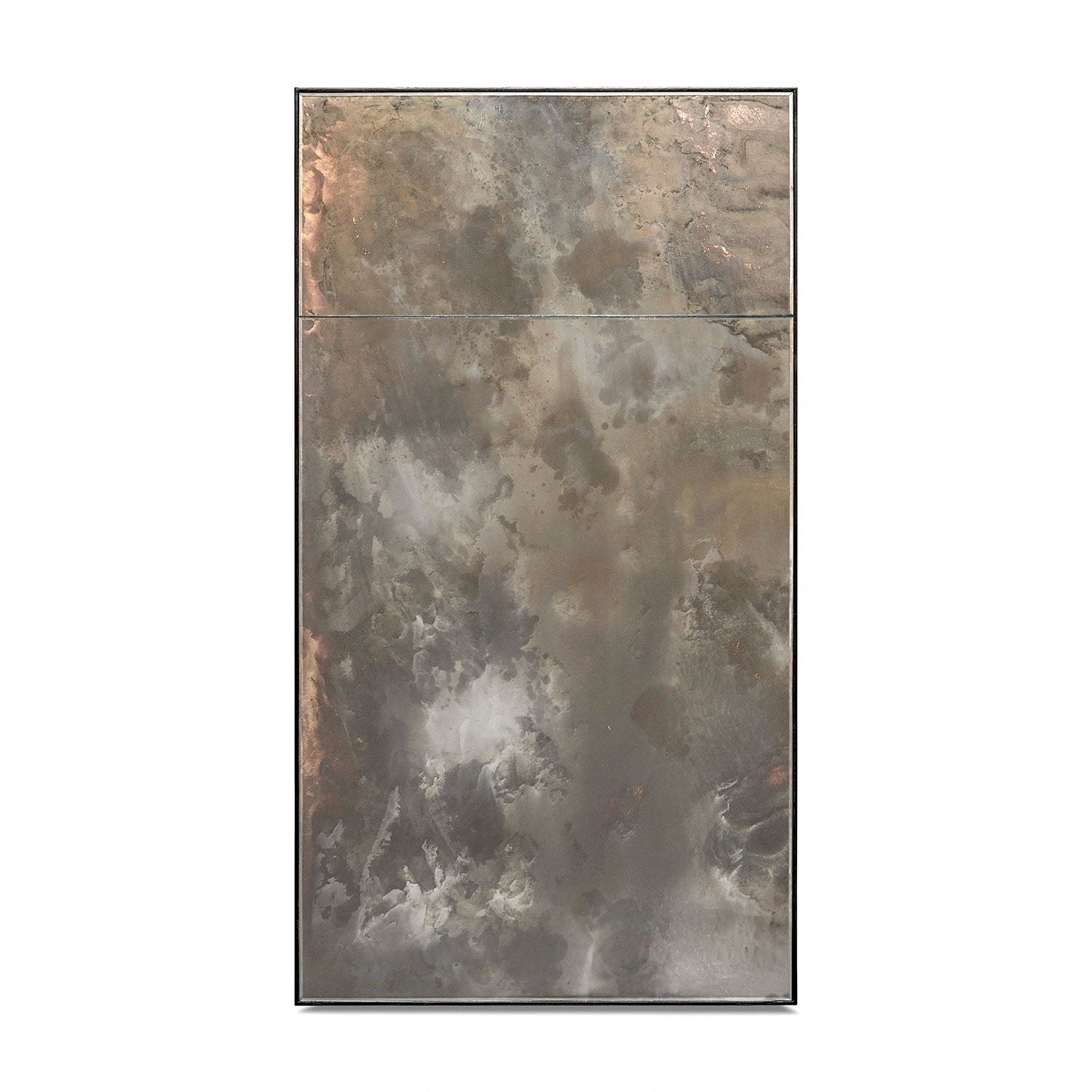 Rectangular antiqued wall mirror 22x42 with glass panels and a slim frame