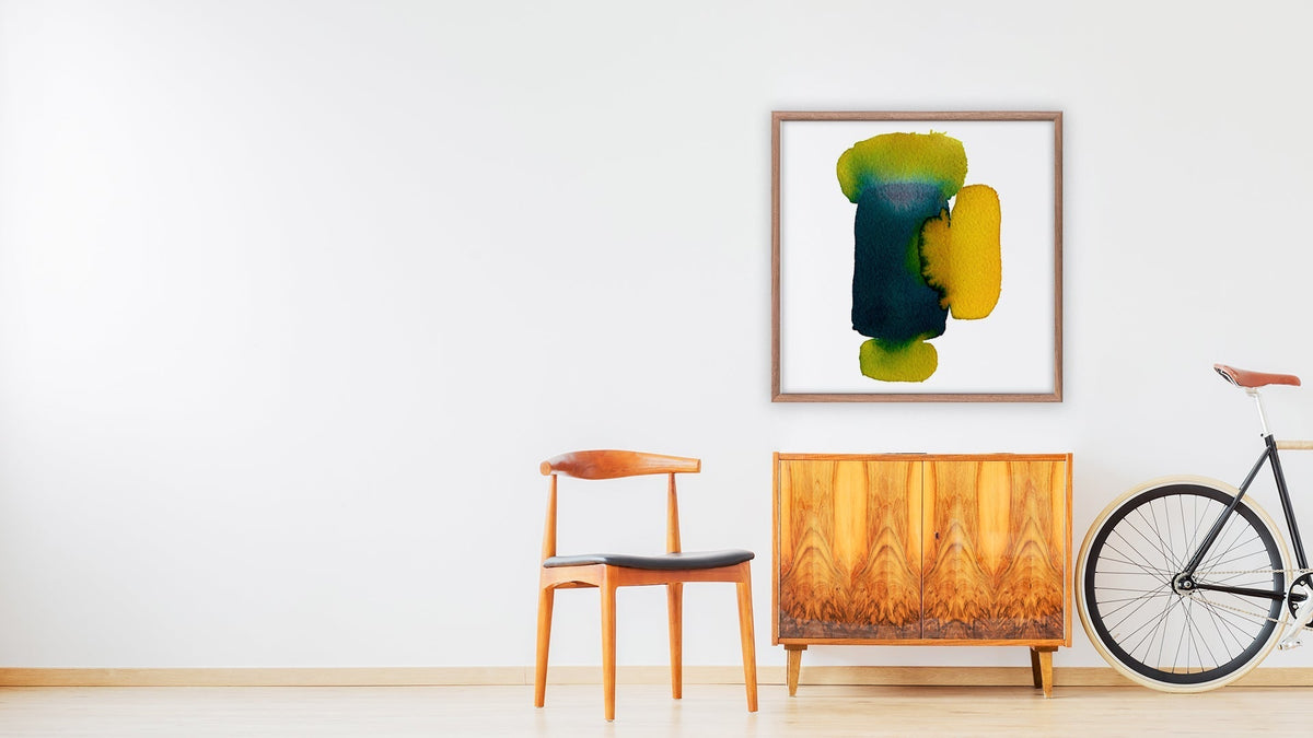 Verdant Facet abstract painting in room setting