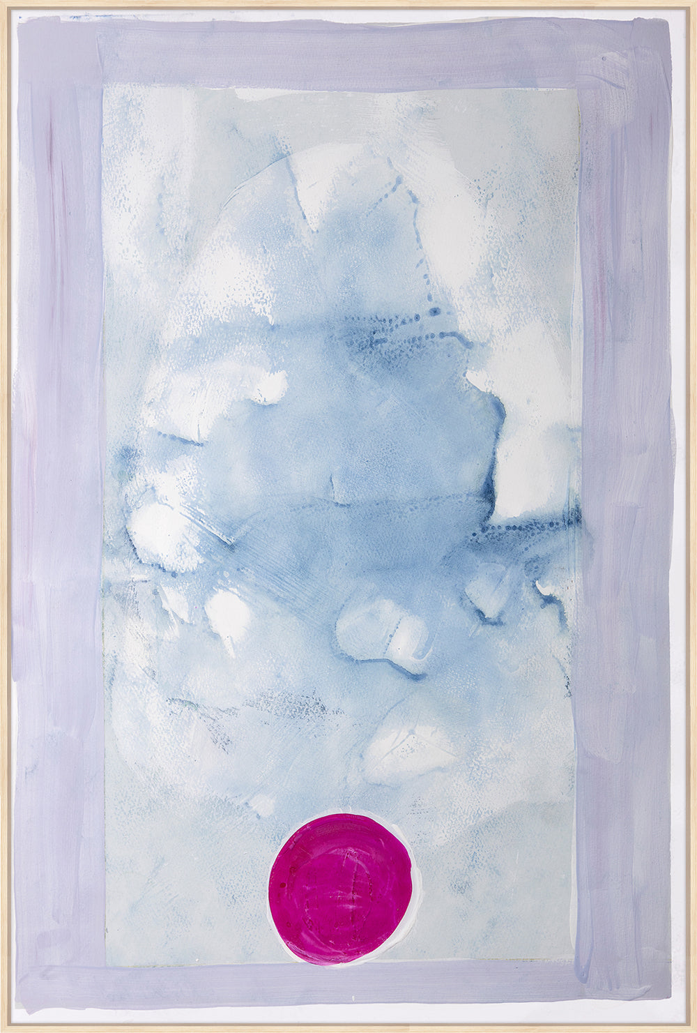 Violet Cascade abstract painting, framed