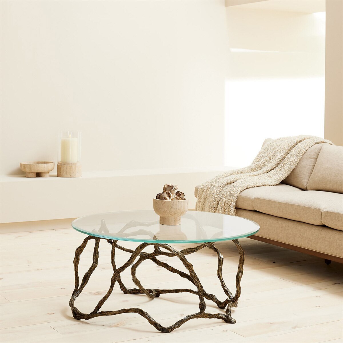 Abbey Travertine Bowl low scale view