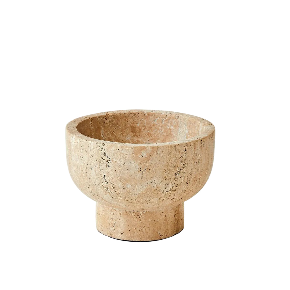 Abbey Travertine Bowl in solid travertine