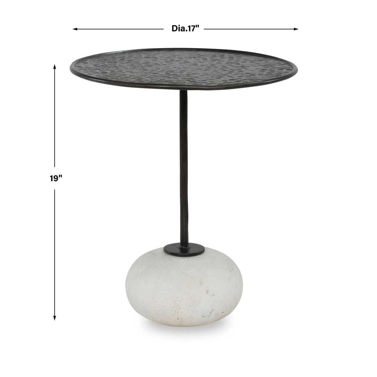 Small round table with dimensions on a white background