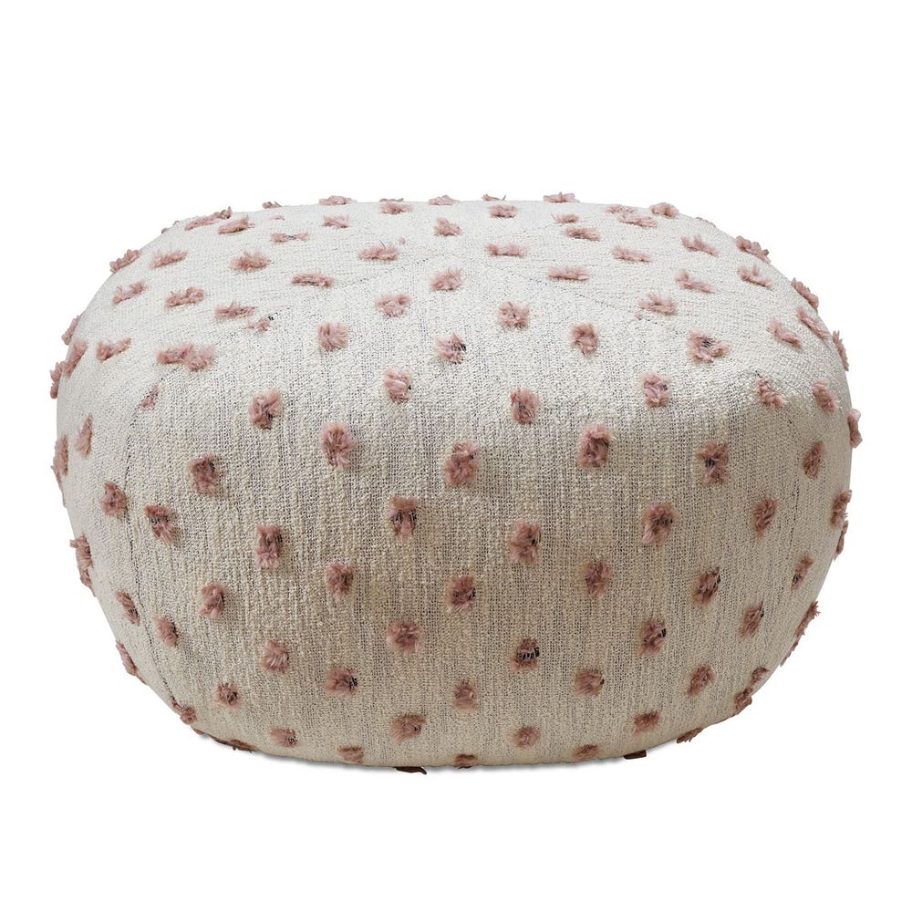 Blush velvet ottoman with soft sculptural form – Rachel Blindauer