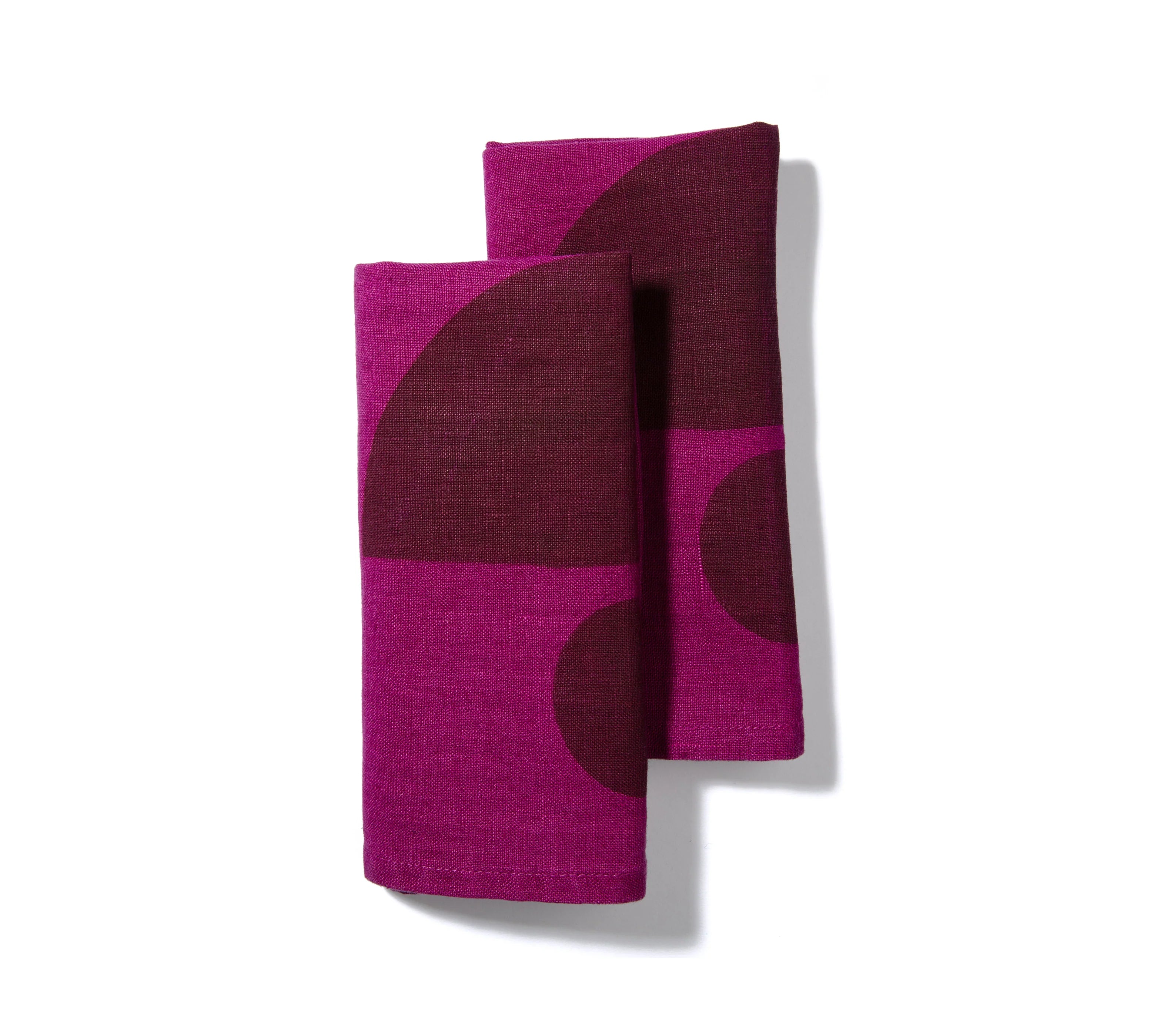 Plum Belgian linen napkin hand block printed with artisan detail and rich texture