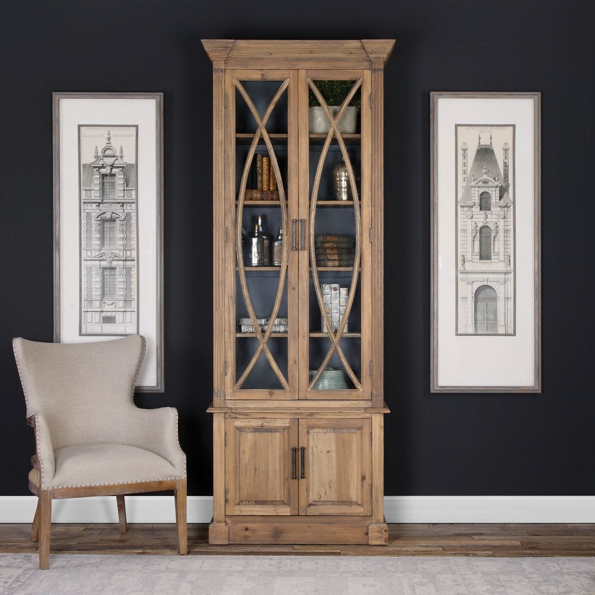 Ellery Weathered Oak Display Cabinet — by Rachel Blindauer