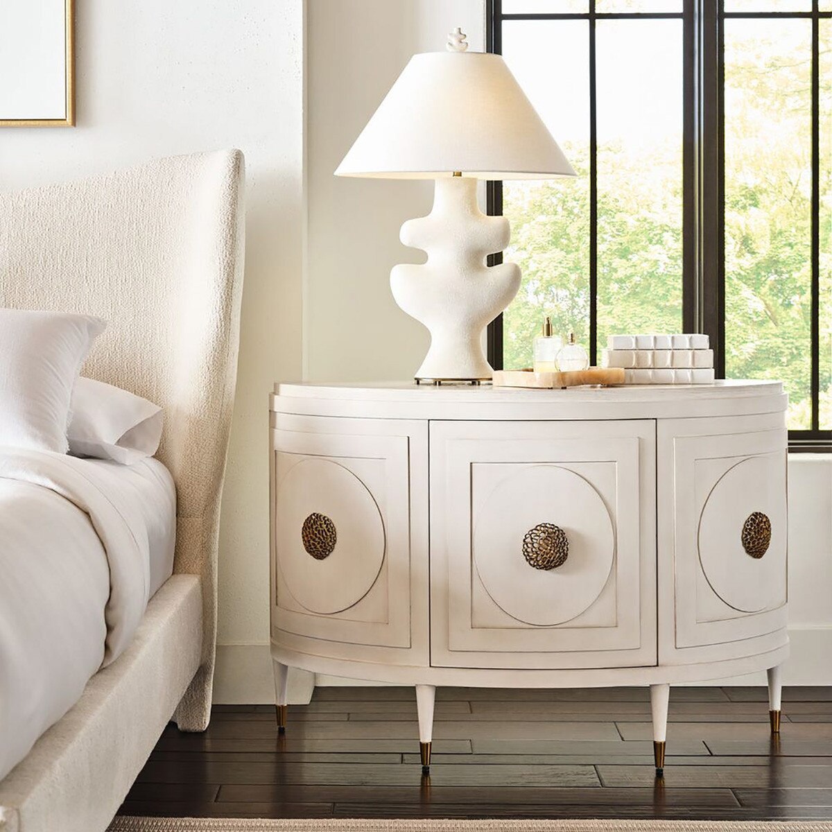Foliate Plaster Table Lamp styled on console