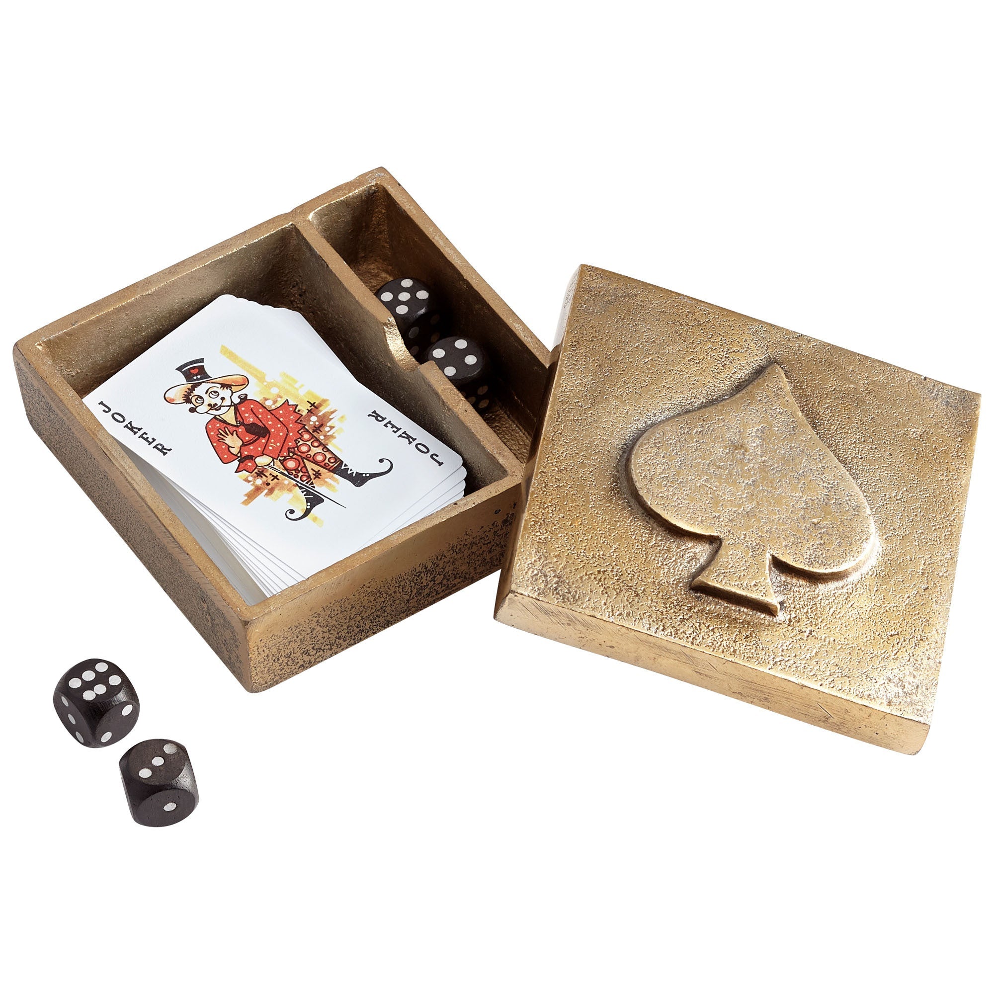 Antique gold card and dice tray made of cast aluminum – Rachel Blindauer