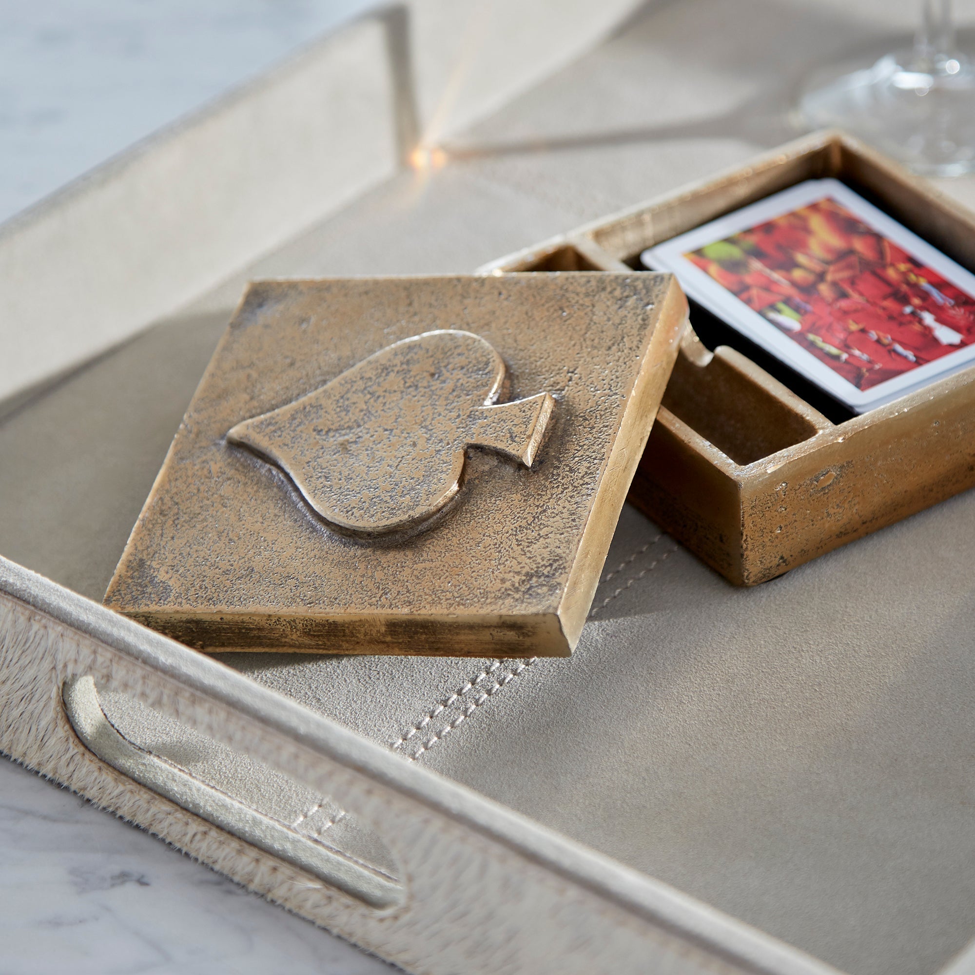 Antique gold card and dice tray made of cast aluminum – Rachel Blindauer