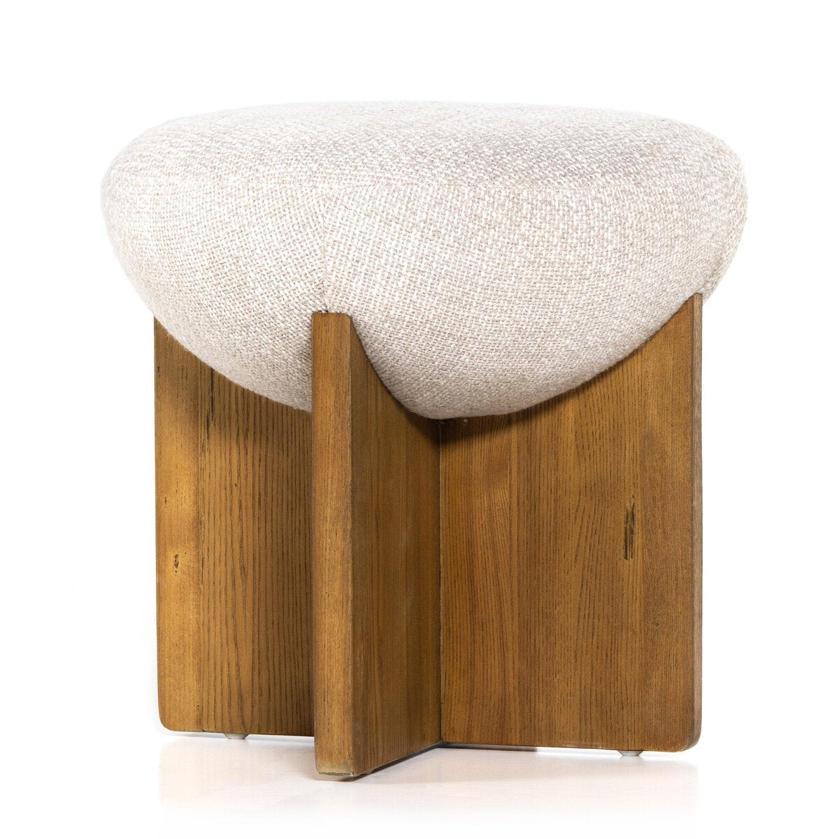 Wooden accent stool with a performance cushioned top