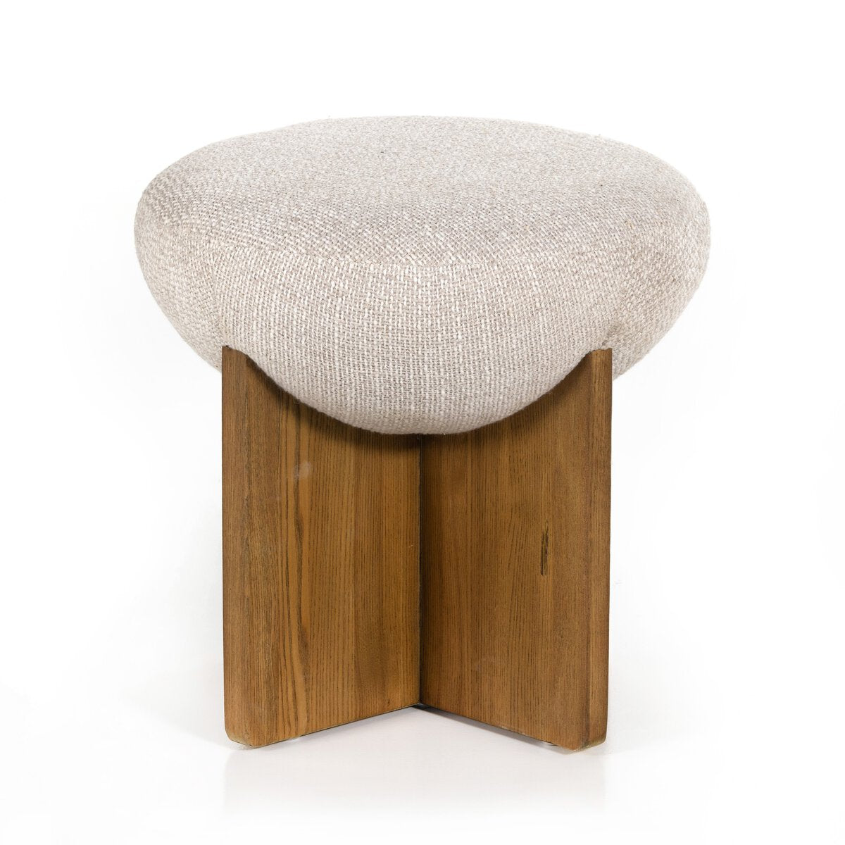 Luca sculptural wood accent stool with textured carving – Rachel Blindauer