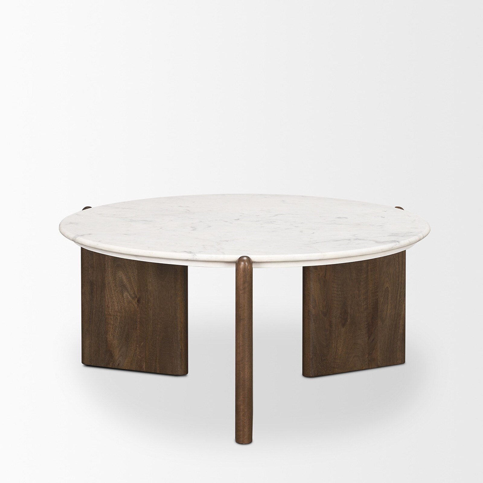 Mercana Rumer Dark Brown Wood Coffee Table with White Marble