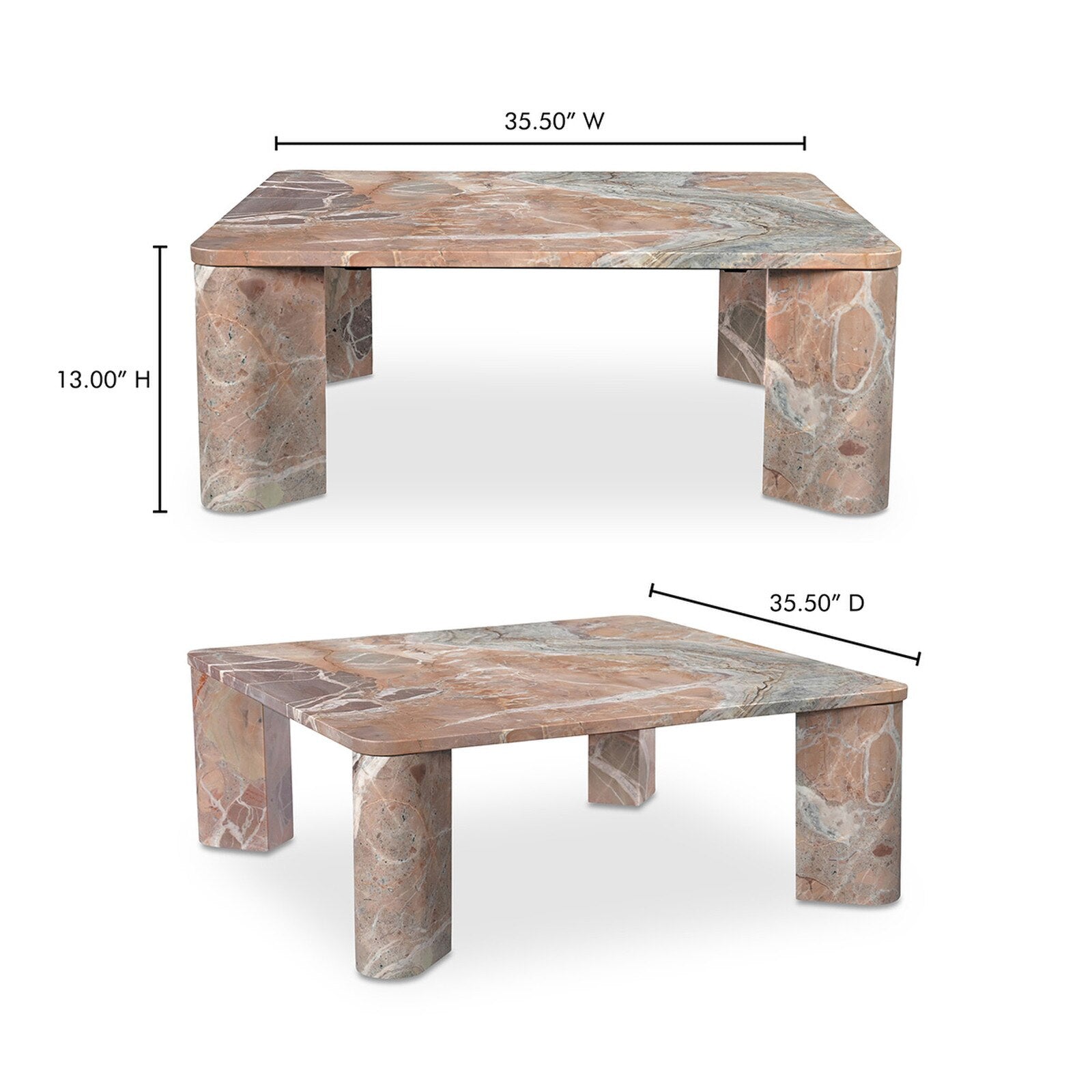Moe's Home Collection Segment Coffee Table - Orange Levante Marble