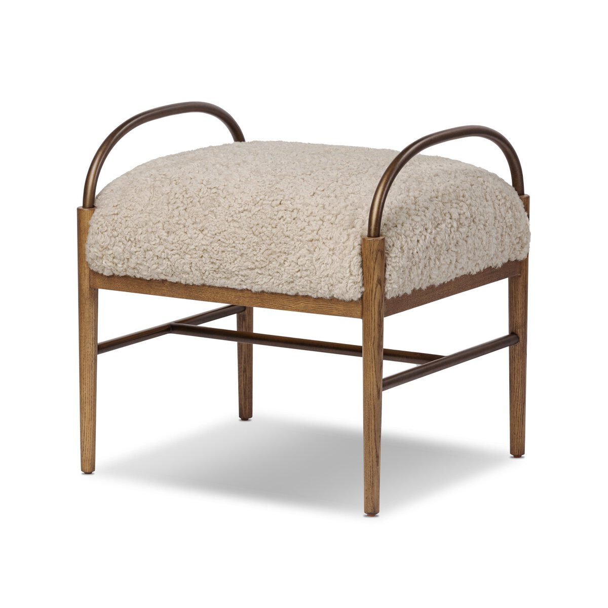 Margot ivory boucle curved stool with modern lines – Rachel Blindauer