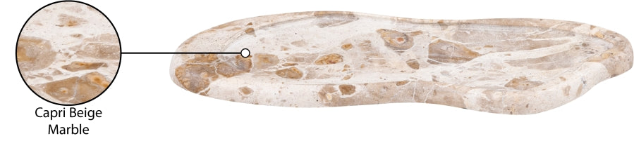 Forma Marble Curve Tray dimensions — hand-carved marble curve tray size specifications, luxury decor by Rachel Blindauer