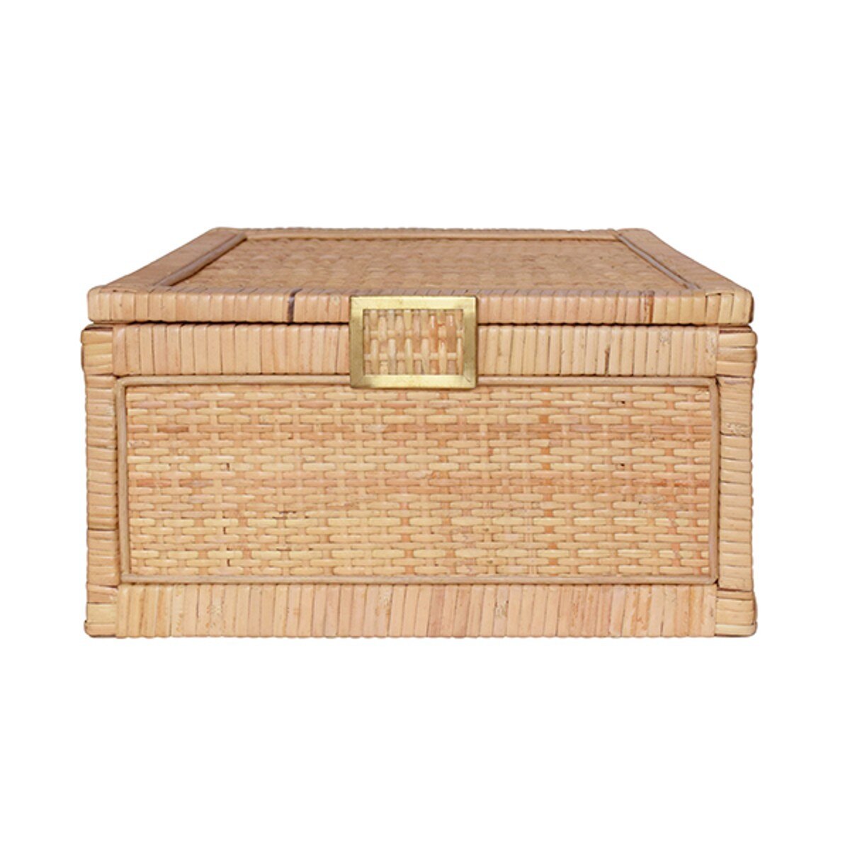 Reed Rattan Box large with brass foot caps