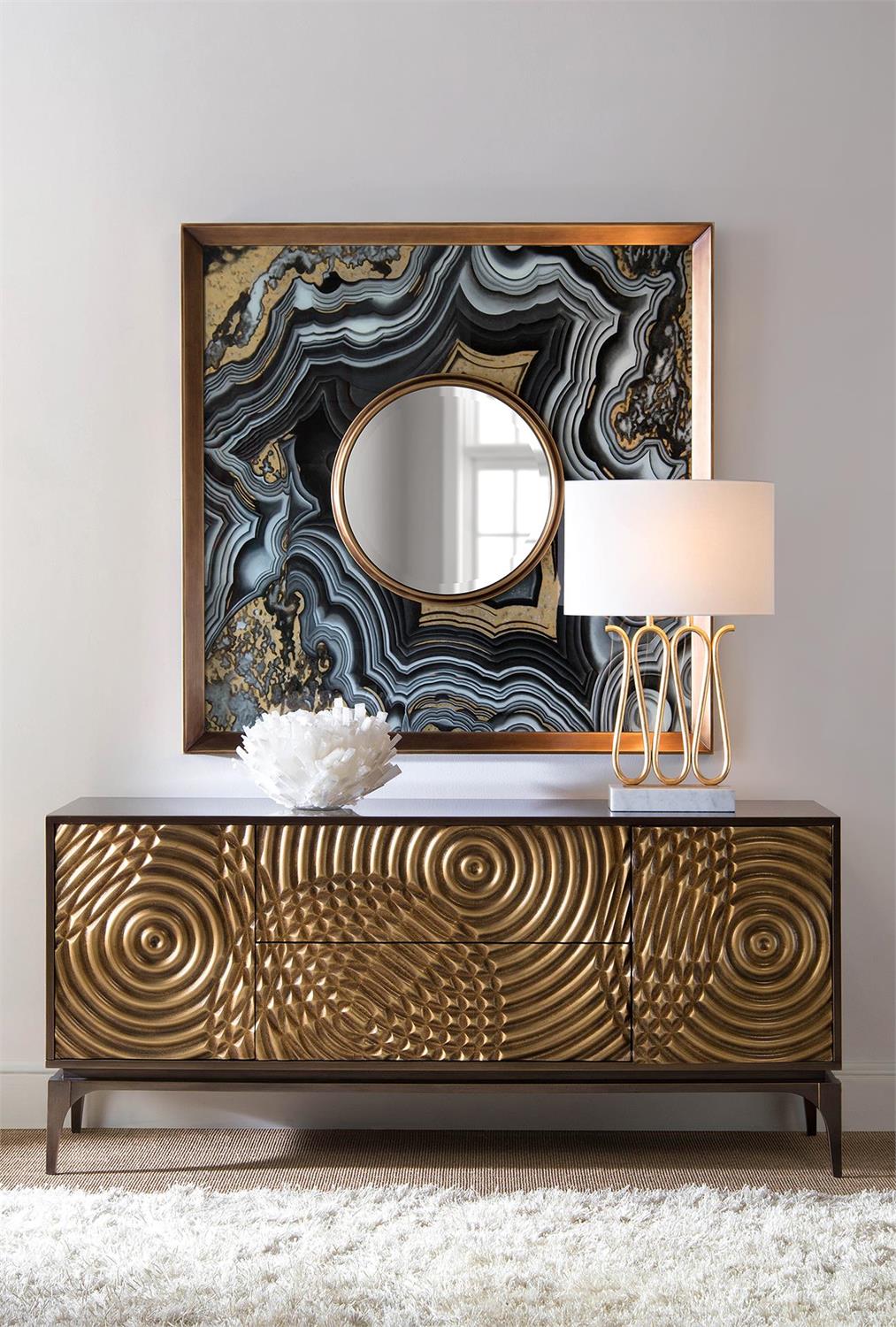 Selenite Satin Spar Bowl - styled console