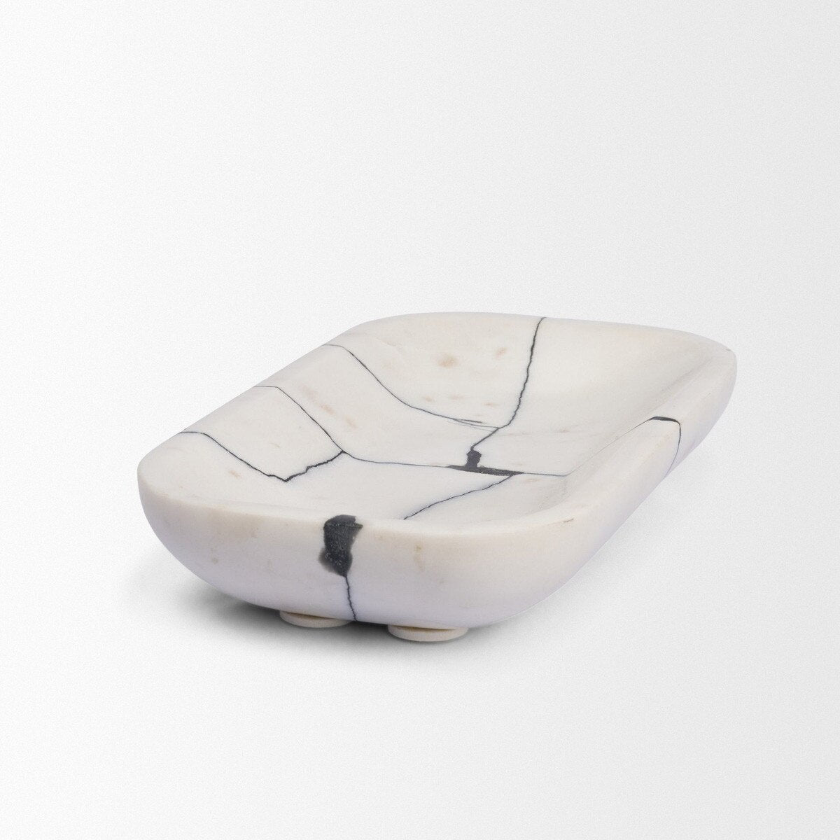 Serene White Marble Bowl rectangular styled on counter