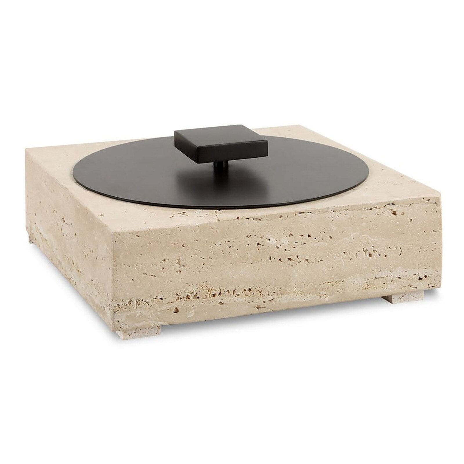 Terra Travertine Box with bronze lift-off lid