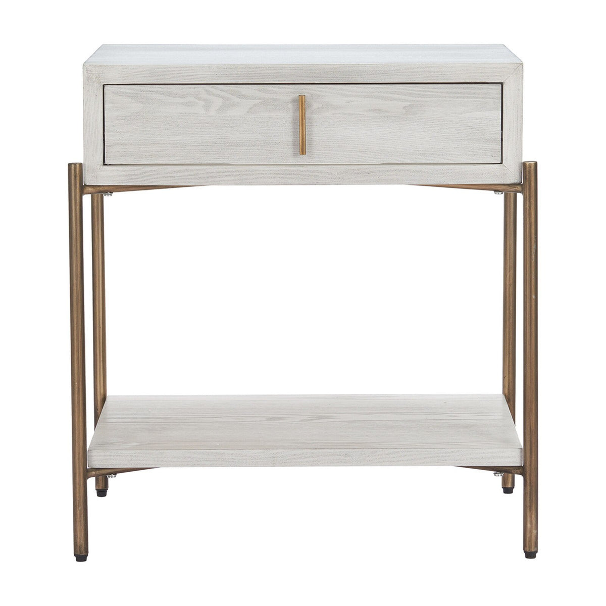 Aldridge Side Table in oak white finish, angled view