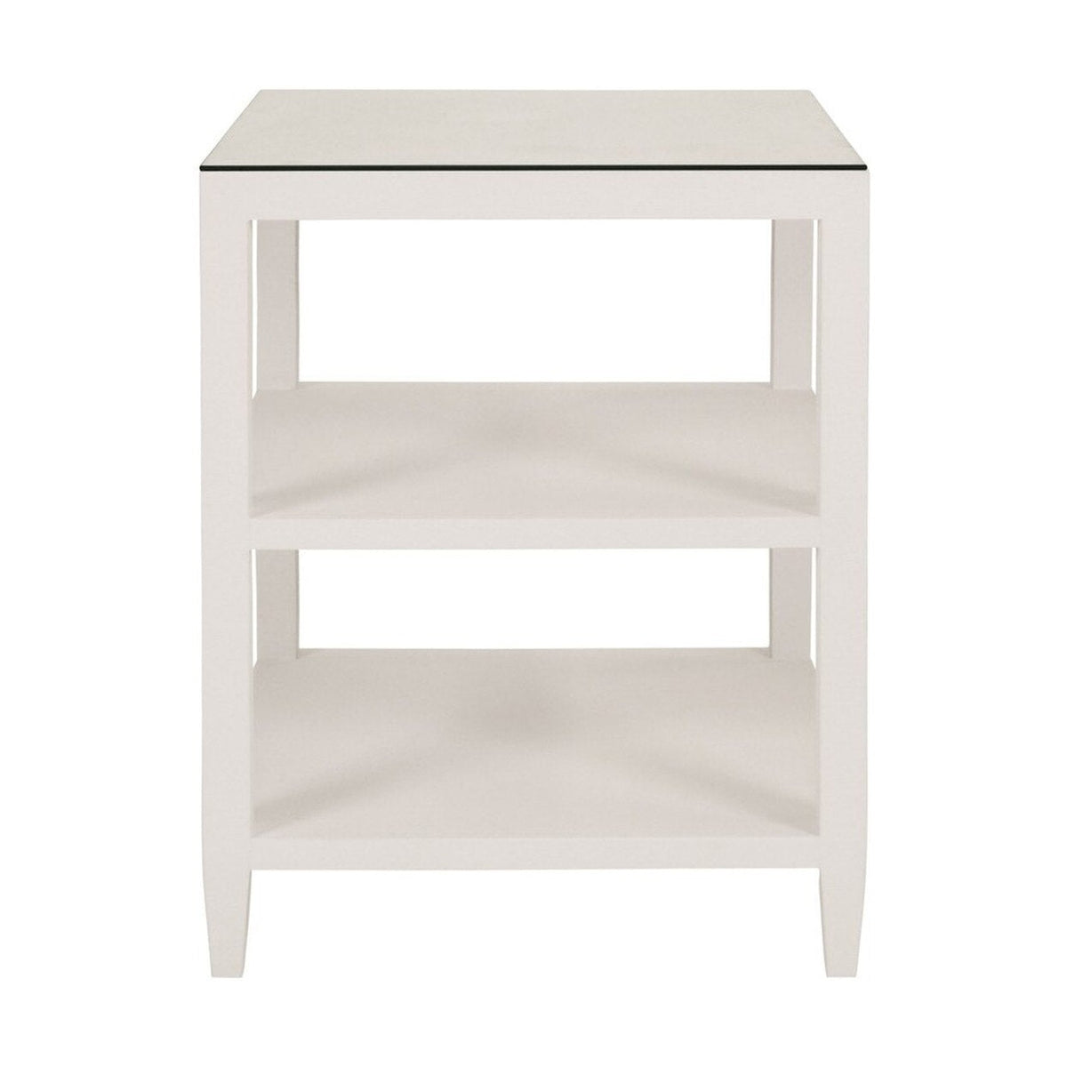Amie 3-Tier Linen Side Table with Glass Top