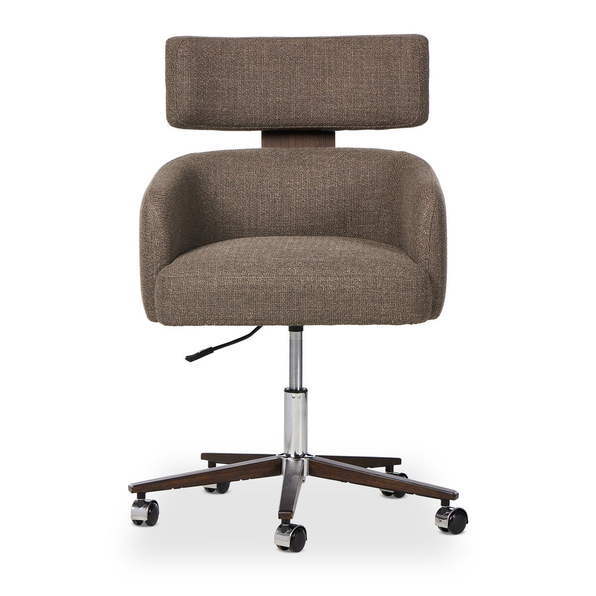 Arden Swivel Desk Chair in Mink Performance Fabric — upholstered office chair with smooth swivel base and luxurious mink fabric by Rachel Blindauer