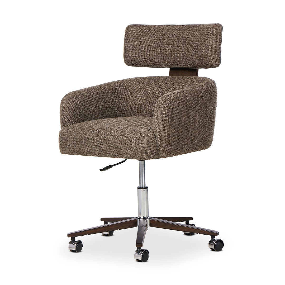 Arden Swivel Desk Chair front view — mink performance fabric bucket seat with five-star swivel base by Rachel Blindauer