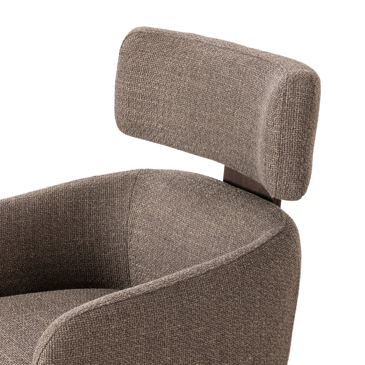 Arden Swivel Desk Chair base detail — smooth five-star swivel base of luxury mink performance fabric desk chair by Rachel Blindauer