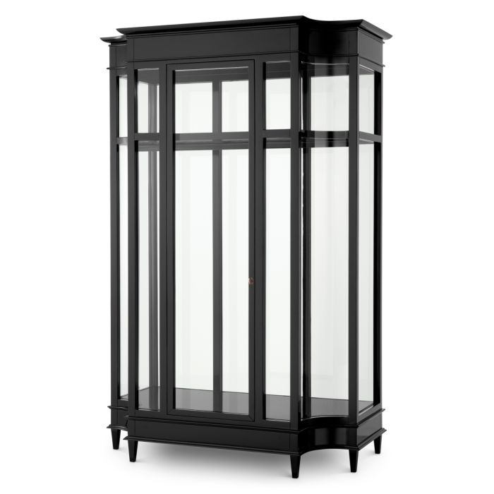 Ardmore Black Lacquer & Glass Display Cabinet - front view