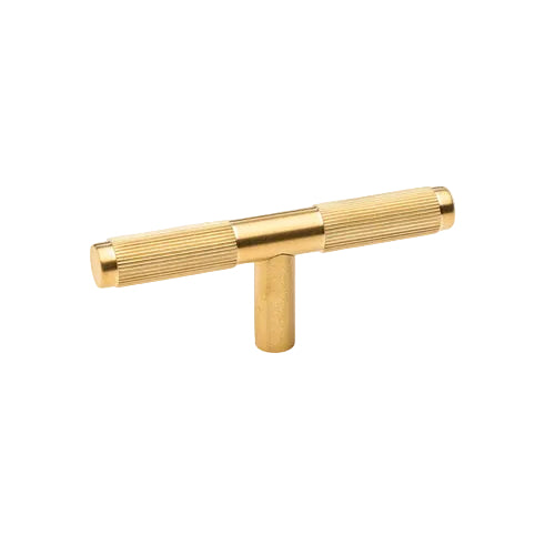 Axis brass cabinet pull in brass – knurled T-bar drawer pull