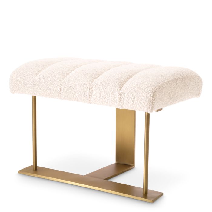 Thornbury Brushed Brass & Bouclé Stool - front view