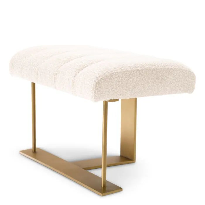 Thornbury Brushed Brass & Bouclé Stool - side view
