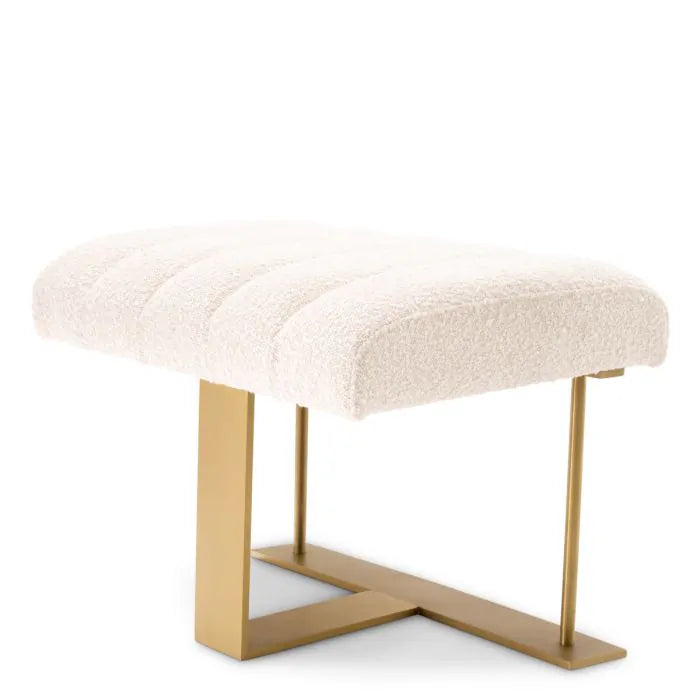 Thornbury Brushed Brass & Bouclé Stool - angle view