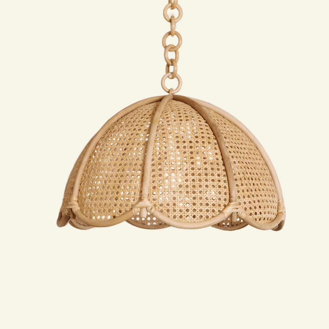 Belle large cane dome pendant with petal panels and a scalloped edge