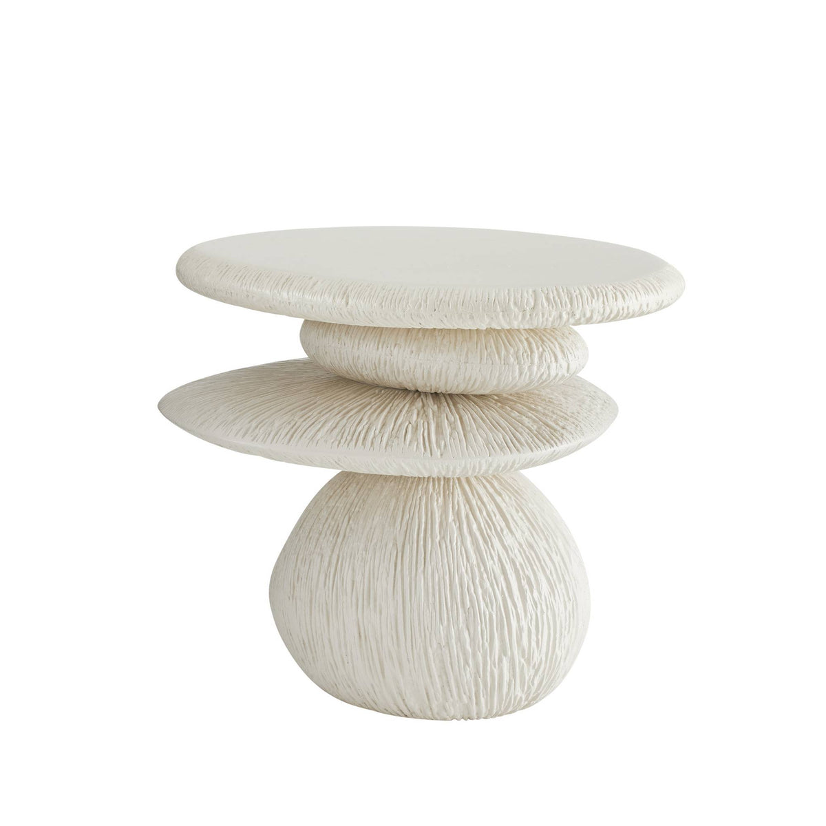 Cairn ivory stacked stone outdoor side table