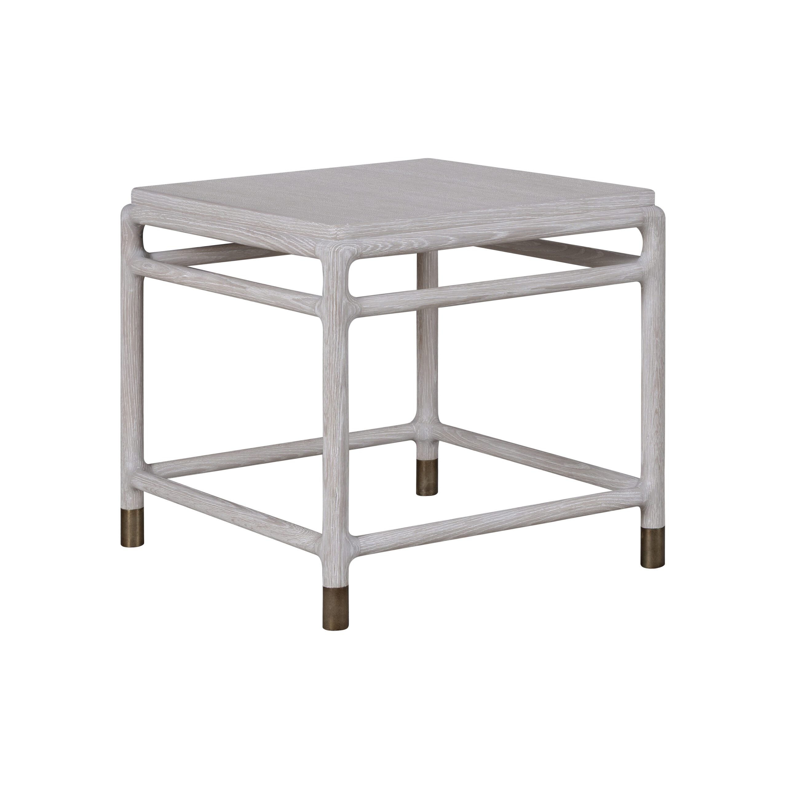 Cedar Key Rectangular Side Table in Destin finish with brass ferrule feet