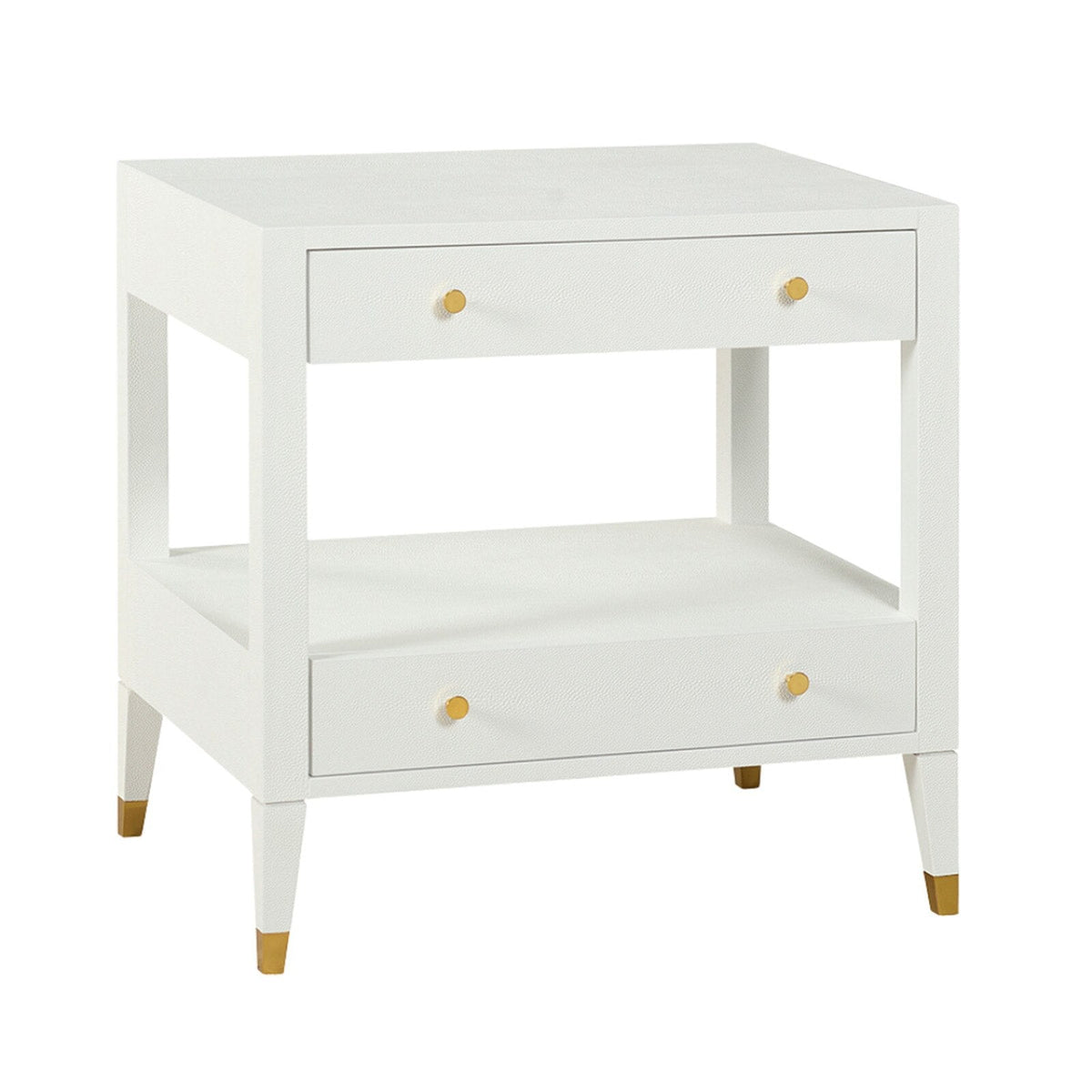 Rachel Blindauer Chatham Side Table with brass hardware and shagreen finish
