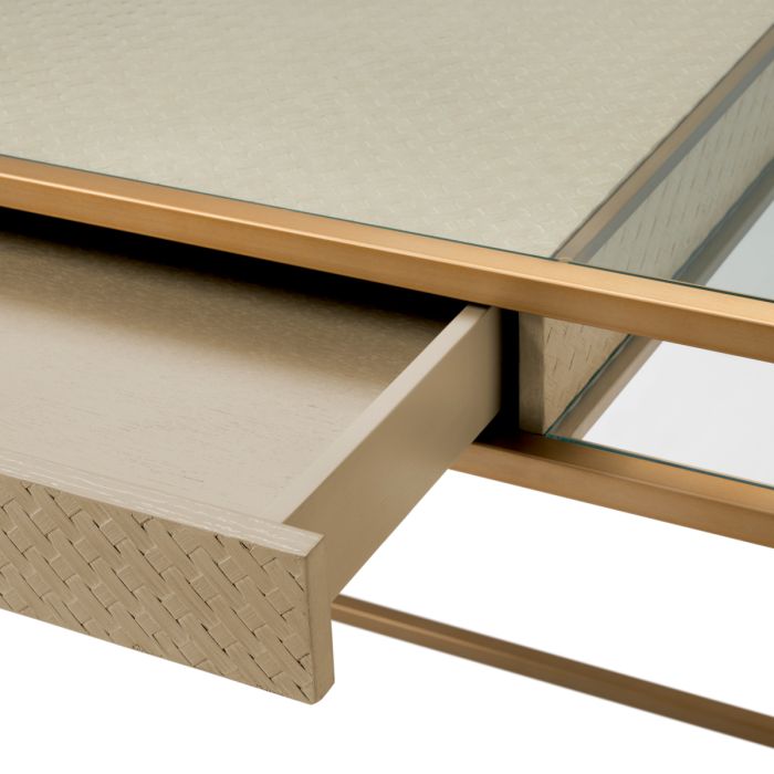 Corsica Brass & Glass Writing Desk detail