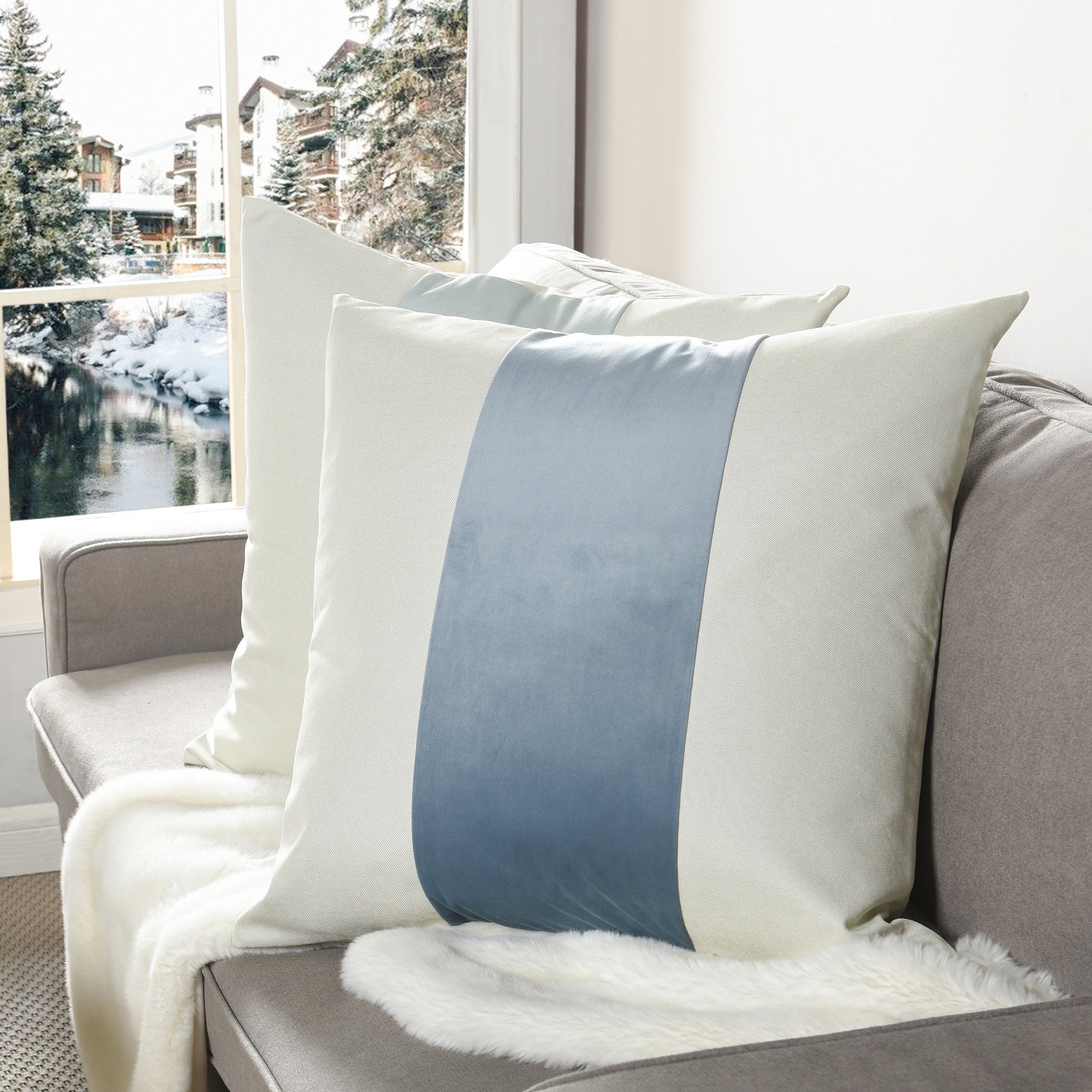 Two-Tone Banded Throw Pillow detail