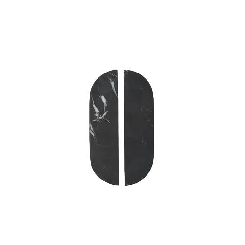 Drum Marble Cabinet Handle in Black Marquina — overhead view