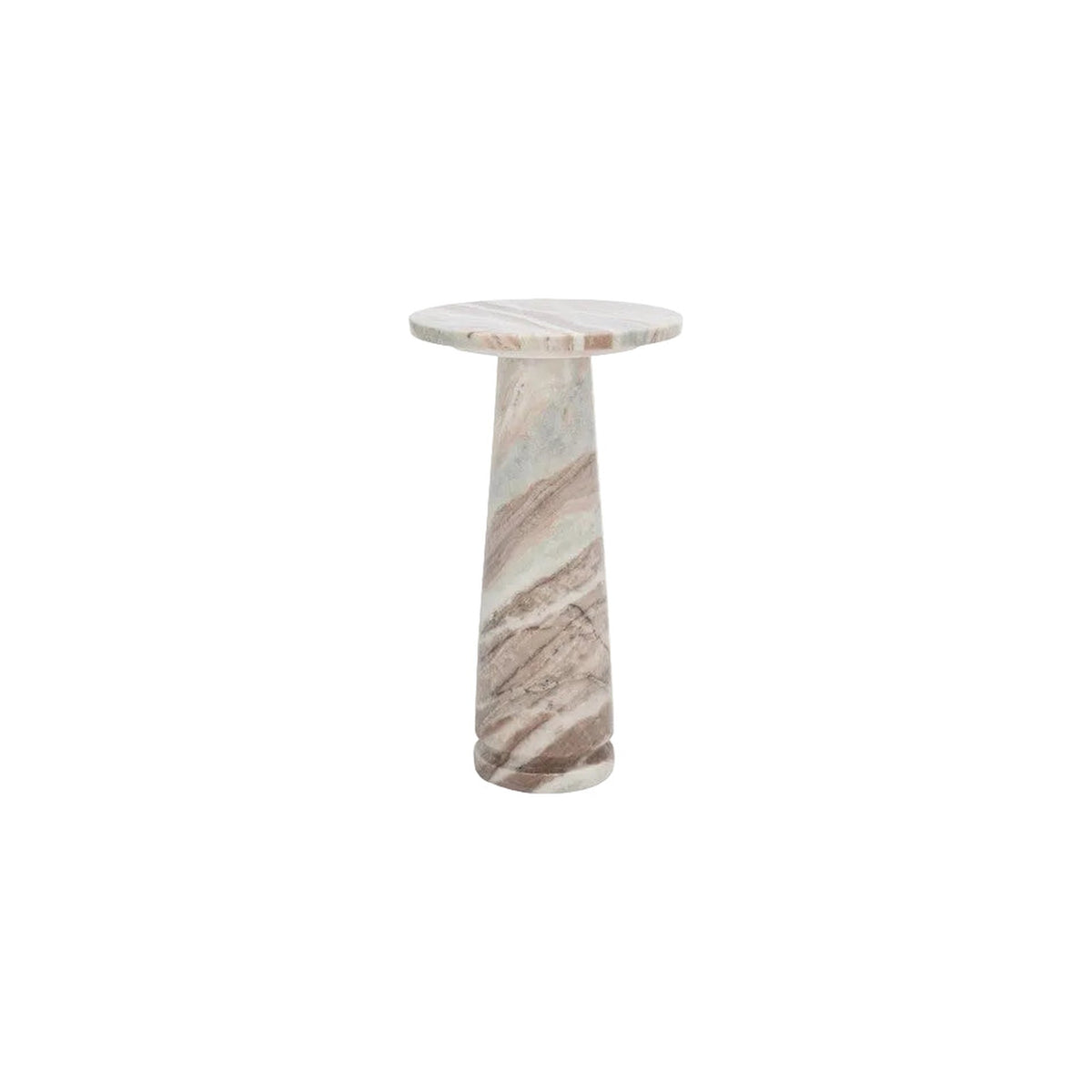 Fontaine Round Marble Accent Table, White/Brown — Rachel Blindauer