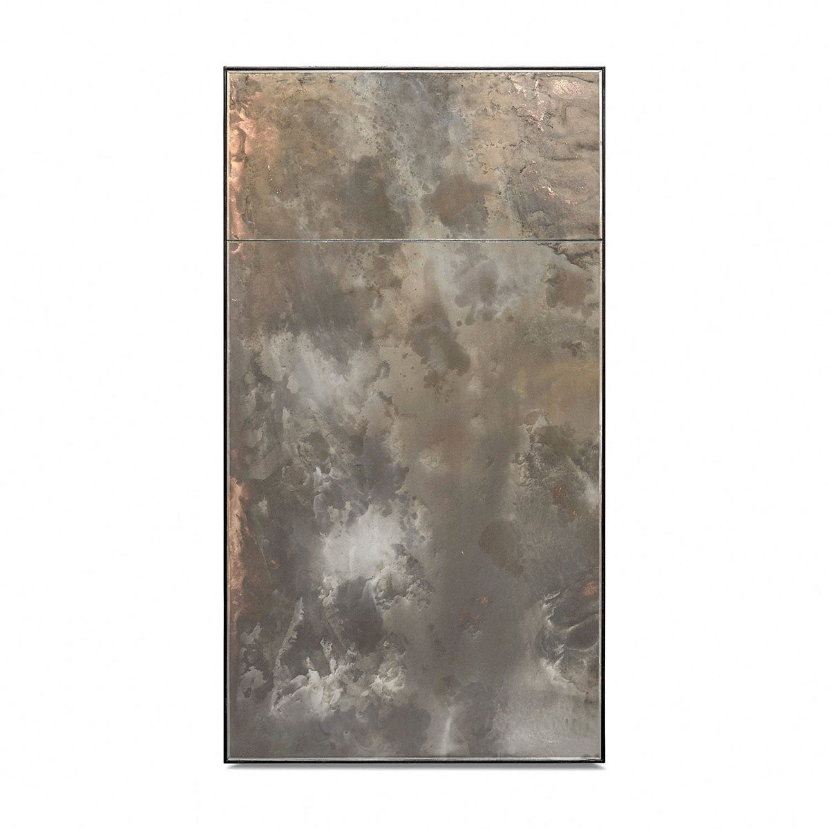 Rectangular antiqued wall mirror 22x42 with glass panels and a slim frame