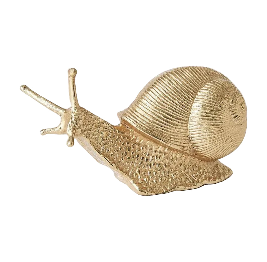 Gilded Trail Sculpture, a gold-finished snail form sculpture