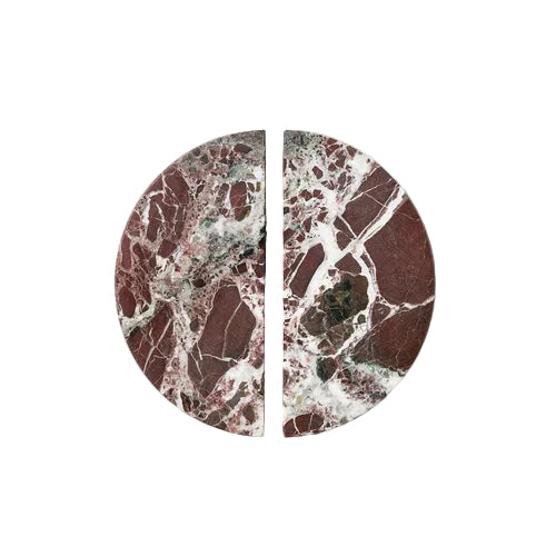Halo Marble Cabinet Handle Set in Rosso — matched pair