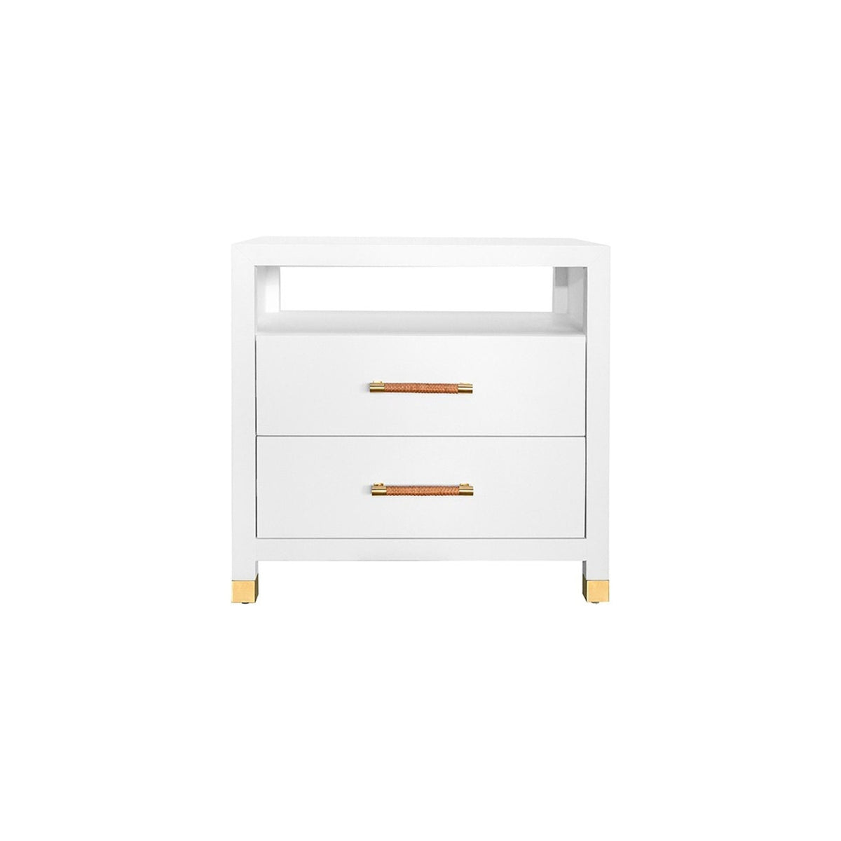 Hancock 2-Drawer Lacquer Side Table in white — Rachel Blindauer