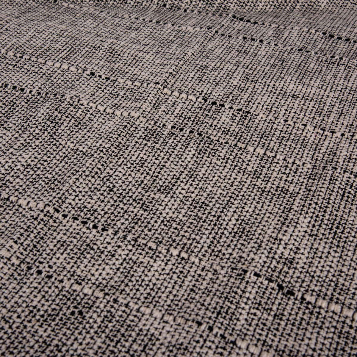 Hand-Loomed Cotton Throw — Black & Natural texture
