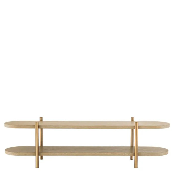Larkspur Washed Oak & Brass Console Shelf side view