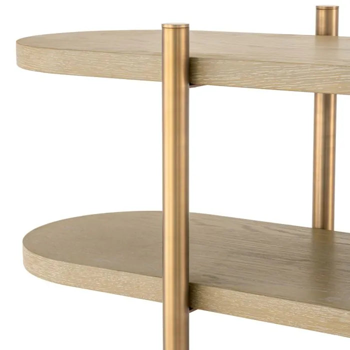 Larkspur Washed Oak & Brass Console Shelf lifestyle
