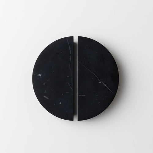 Halo Marble Cabinet Handle Set in Black Marquina — matched pair